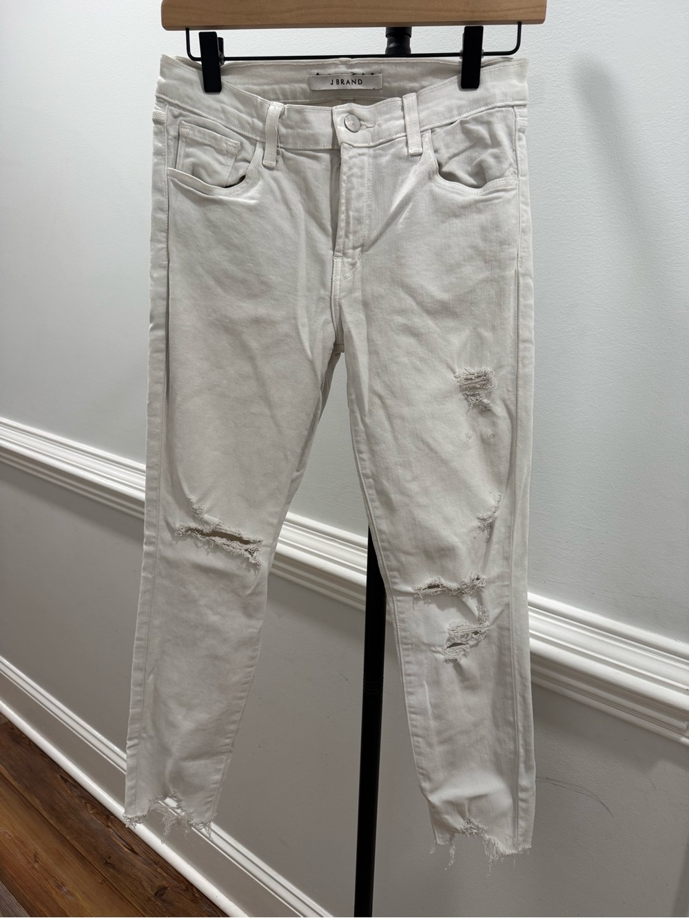 J Brand Slim White Distressed Women’s Jeans